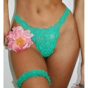 HAH x Free People One & Done Emerald Green Lace Garter/ Scrunchie/ Headband, OS